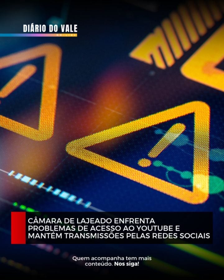 A transmissão ao vivo da sessão da Câmara de Vereadores de Lajeado ficou indisponível no YouTube.