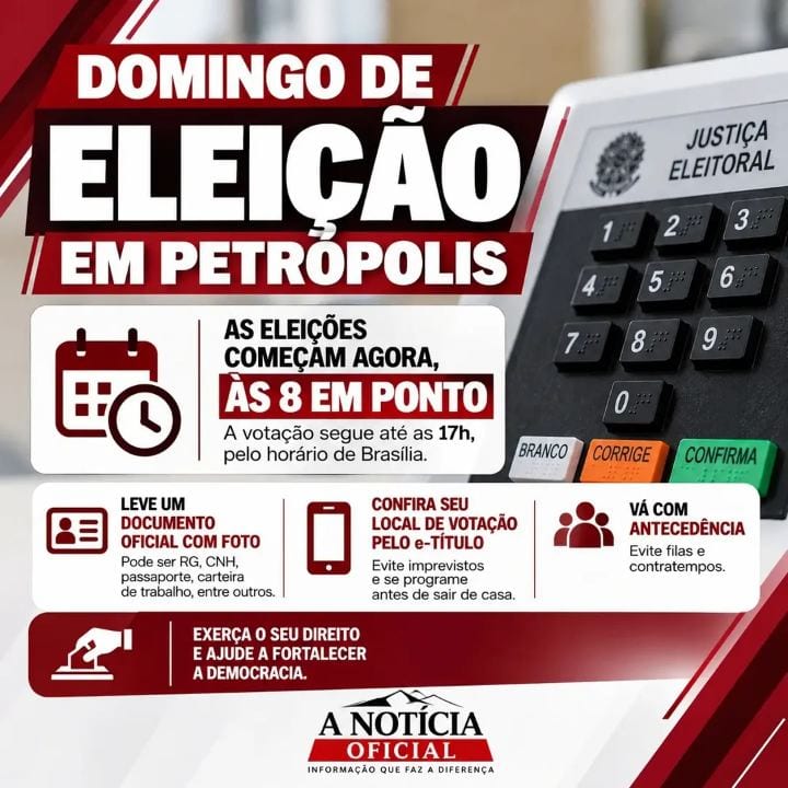 DOMINGO DE ELEIÇÃO: VOTAÇÃO COMEÇA ÀS 8H EM PETRÓPOLIS