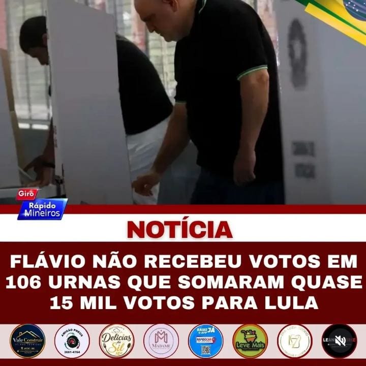 FLÁVIO BOLSONARO NÃO RECEBE VOTOS EM 106 SEÇÕES ELEITORAIS, ENQUANTO LULA SOMA 14,8 MIL VOTOS NAS MESMAS URNAS