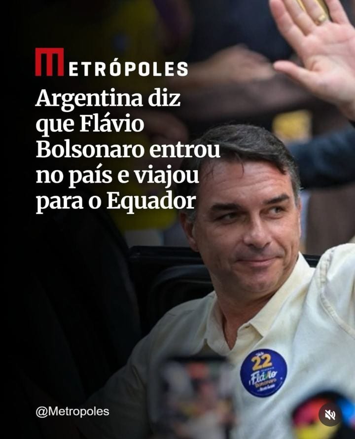 A Direção Nacional de Migrações da Argentina confirmou que o senador Flávio Bolsonaro entrou no país nessa terça-feira (