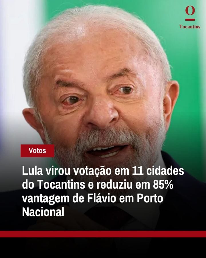 O presidente Luiz Inácio Lula da Silva (PT) reverteu a votação em 11 municípios do Tocantins e reduziu em 84,9% a vantag