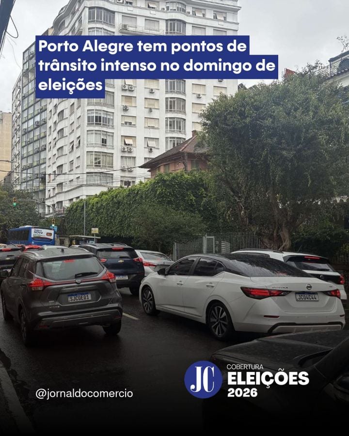 Neste domingo de segundo turno das eleições presidenciais, Porto Alegre registra pontos de trânsito intenso, especialmen