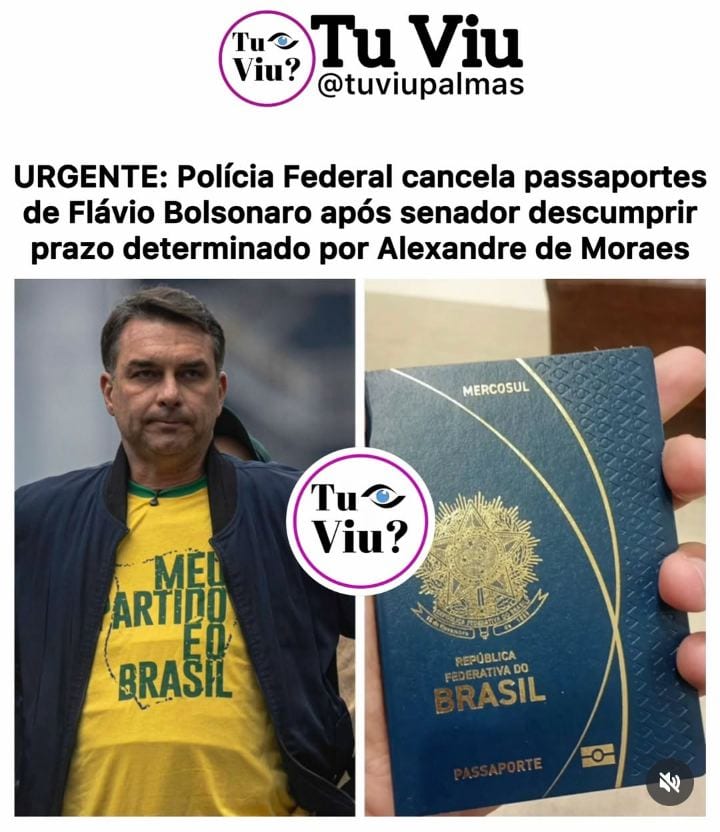 A Polícia Federal (PF) cancelou os passaportes comum e diplomático do senador Flávio Bolsonaro (PL) nesta terça-feira (2