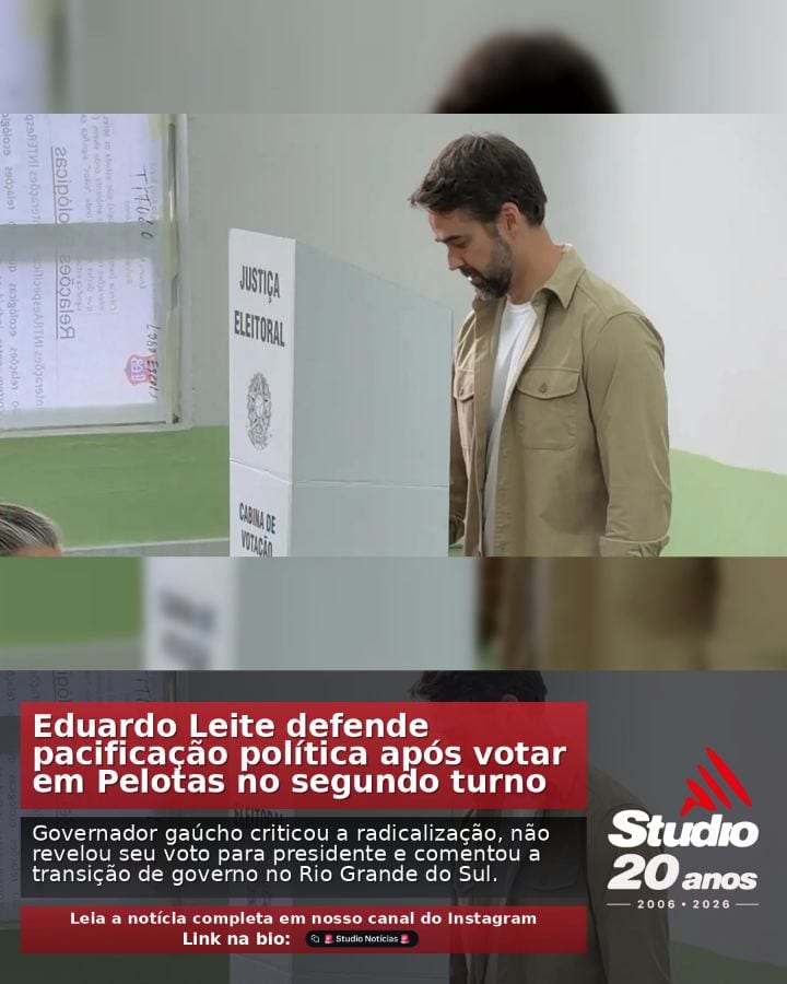 #EduardoLeite | Eduardo Leite defende pacificação política após votar em Pelotas no segundo turno |