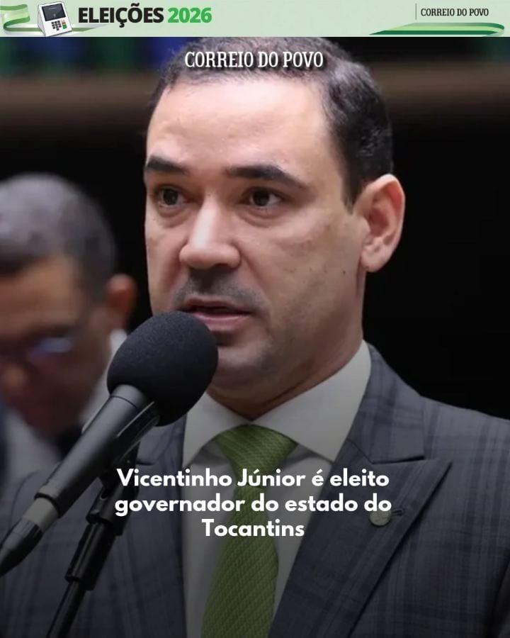 Com 83,96% das urnas apuradas, o candidato Vicentinho Júnior (PSDB) foi eleito governador do estado do Tocantins.