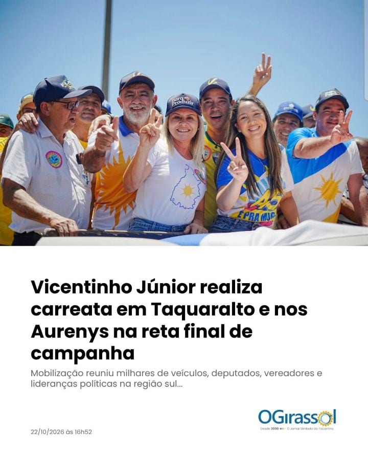 Vicentinho Júnior mobiliza milhares em Taquaralto e Aurenys
