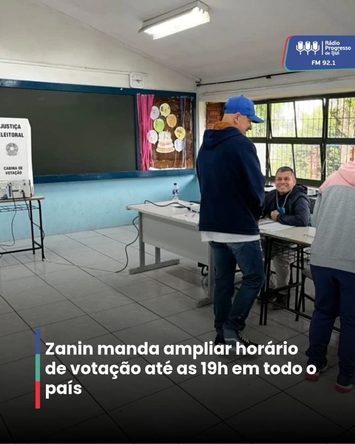 A Justiça Eleitoral determinou a prorrogação do horário de votação até as 19 horas, no horário de Brasília, em todas as