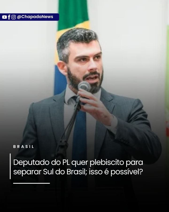 O deputado estadual Bruno Souza (PL-SC) propôs em suas redes sociais a convocação de um plebiscito para separar seu esta