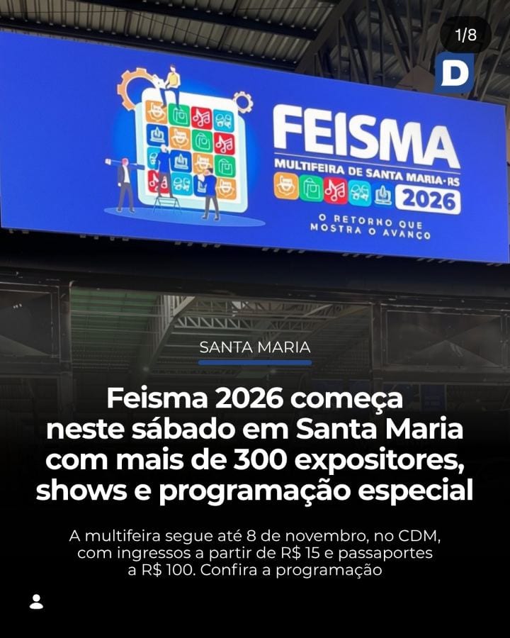 A 32ª Feisma começa neste sábado (31), em Santa Maria, com mais de 300 expositores dos setores de comércio, indústria e