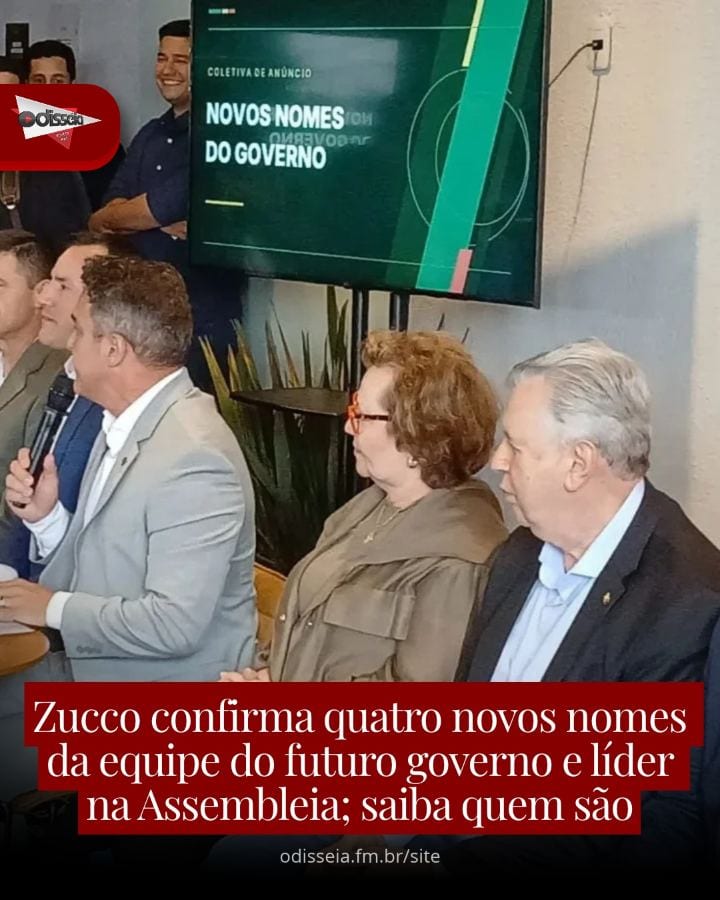 O governador eleito do Rio Grande do Sul, Luciano Zucco (PL), anunciou nesta quinta-feira (29) quatro novos nomes para i