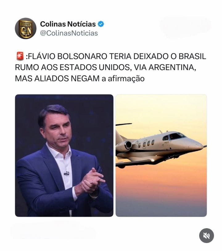 Um portal argentino afirmou, na madrugada desta terça-feira (27), que o senador Flávio Bolsonaro (PL) teria deixado o Br