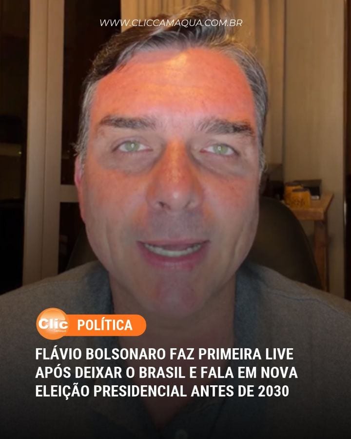 O senador Flávio Bolsonaro (PL-RJ) realizou, na noite desta sexta-feira (30), sua primeira live após deixar o Brasil.