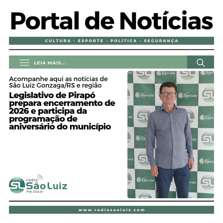 A Câmara de Vereadores de Pirapó/RS está organizando o encerramento das atividades legislativas de 2026 e o planejamento