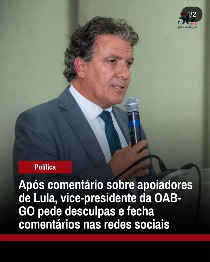 O vice-presidente da Ordem dos Advogados do Brasil – Seção Goiás (OAB-GO), Thales Jayme, pediu desculpas publicamente ap
