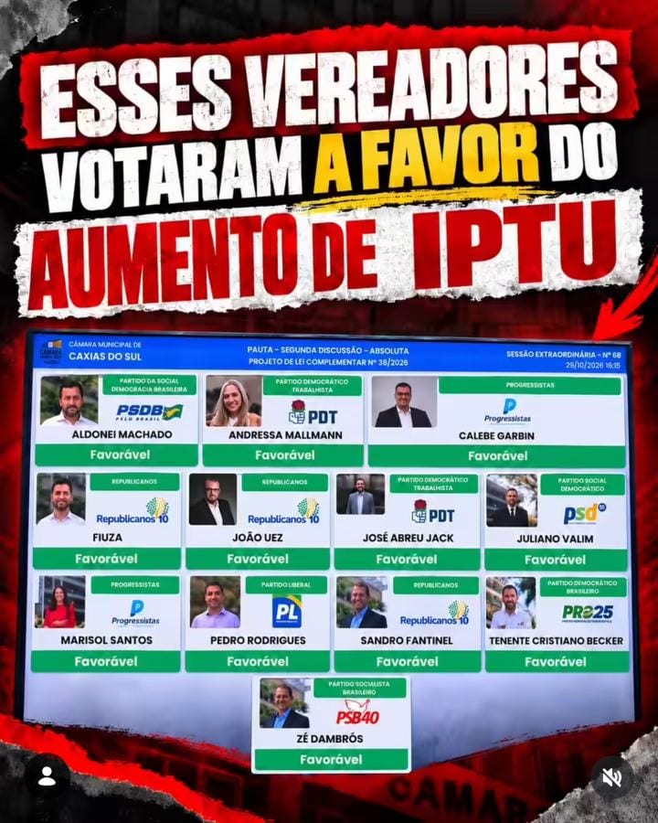 AUMENTO DO IPTU EM CAXIAS DO SUL: E OS COMPROMISSOS ASSUMIDOS COM A POPULAÇÃO, FICAM ONDE?
