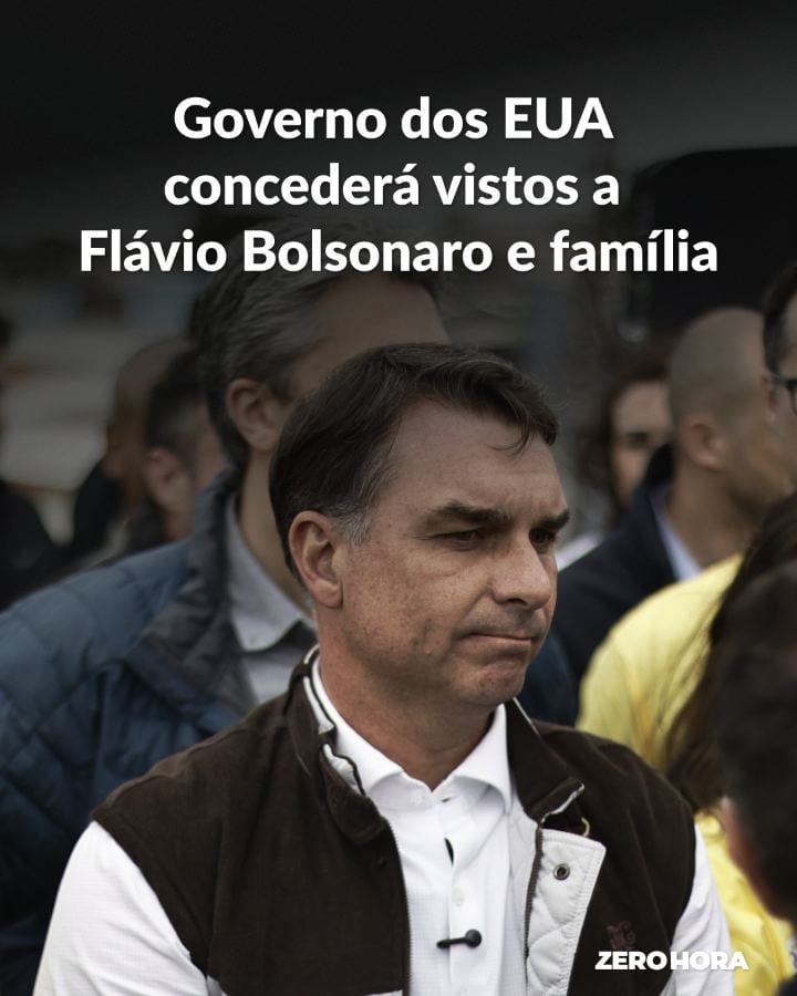 APÓS DEIXAR O BRASIL | O Departamento de Estado dos Estados Unidos concederá vistos a Flávio Bolsonaro e familiares, per