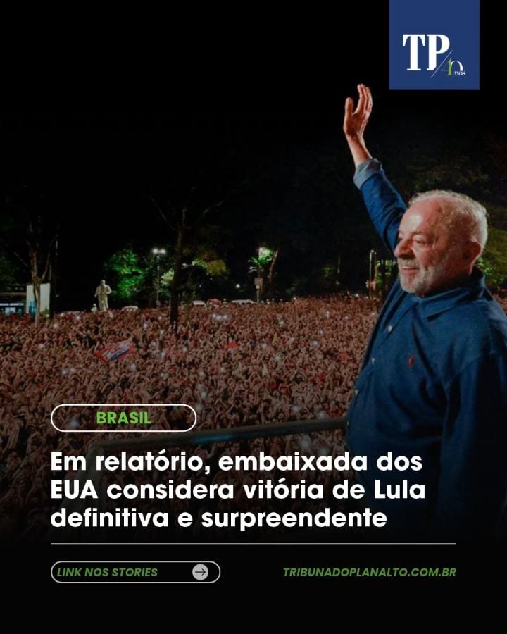 A Embaixada dos Estados Unidos classificou como “definitiva” e “surpreendente” a vitória de Lula sobre Flávio Bolsonaro.
