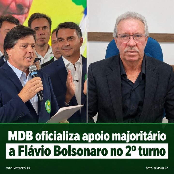 MDB oficializa apoio de 17 diretórios a Flávio Bolsonaro no 2º turno