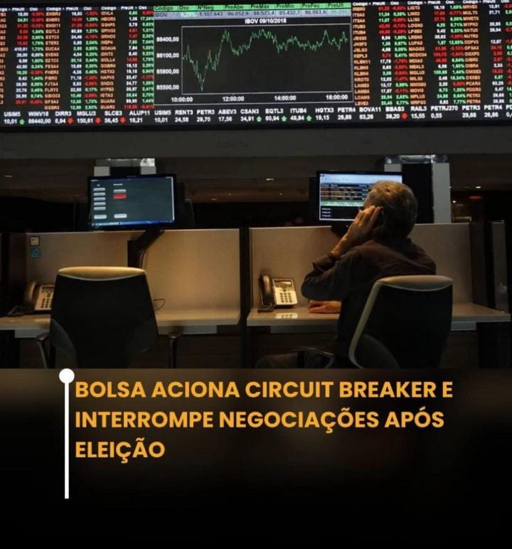 A Bolsa brasileira acionou o circuit breaker nesta segunda-feira (26), após a reeleição de Luiz Inácio Lula da Silva (PT