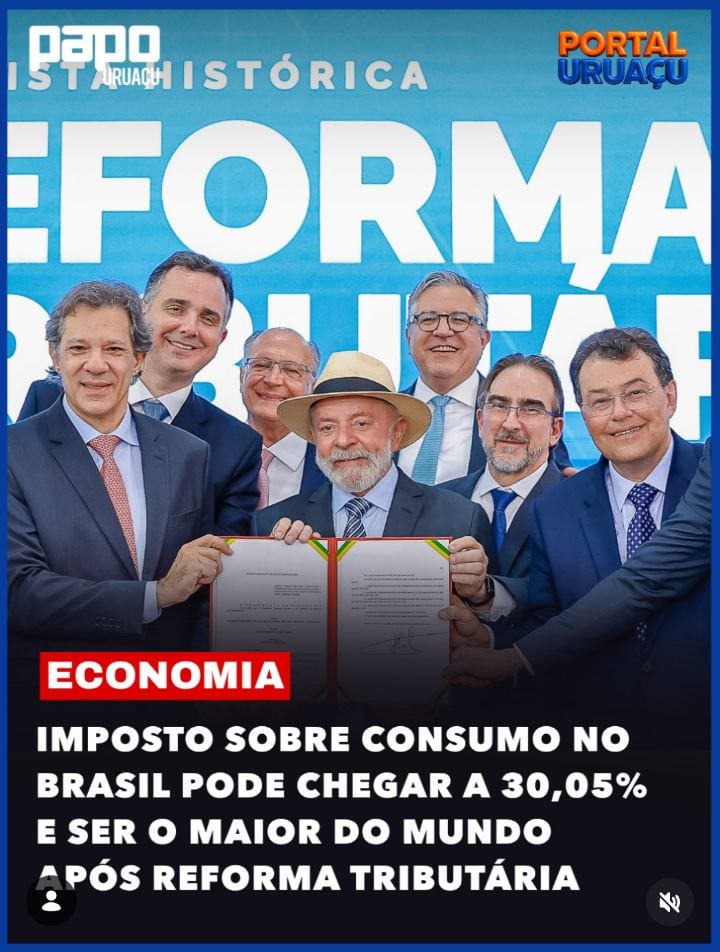 O Brasil poderá ter a maior alíquota padrão de Imposto sobre Valor Agregado (IVA) do mundo com a reforma tributária.
