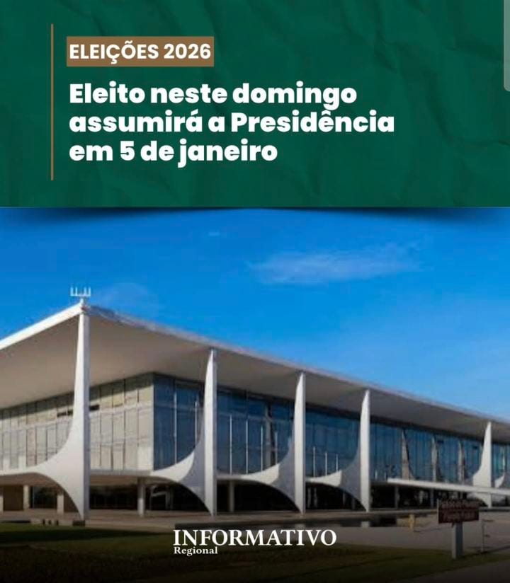 O vencedor da eleição presidencial deste domingo, 25, tomará posse em 5 de janeiro de 2027.