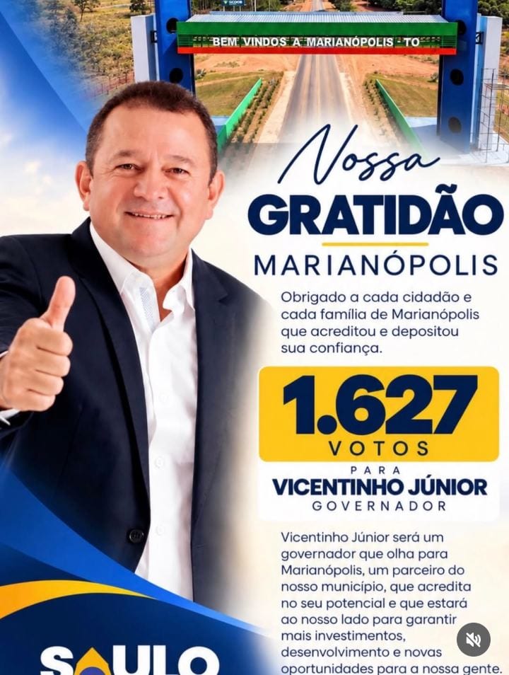 Saulo Barbosa parabeniza Vicentinho Júnior pela vitória e defende parcerias e investimentos para Marianópolis