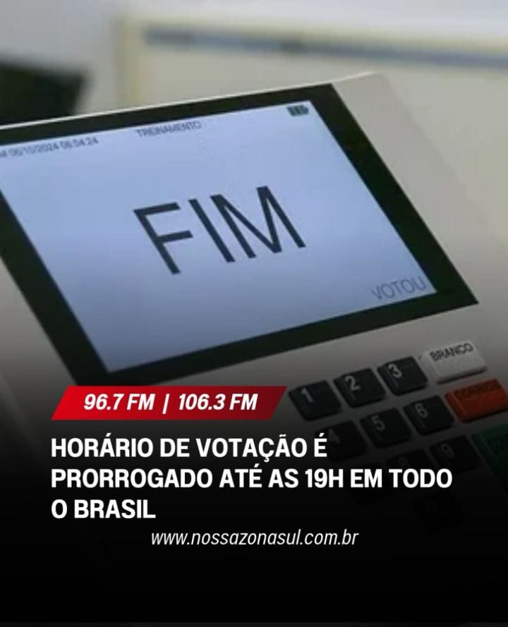 Zanin prorroga horário de votação até as 19h em todo o Brasil.