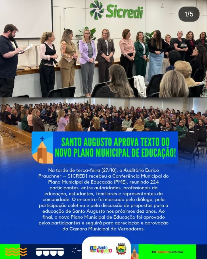 SANTO AUGUSTO APROVA TEXTO DO NOVO PLANO MUNICIPAL DE EDUCAÇÃO!