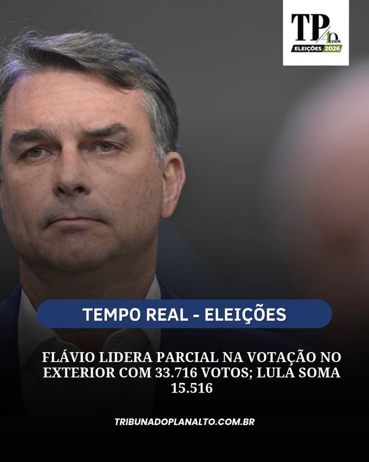 Flávio Bolsonaro soma 33.716 votos no exterior, contra 15.516 de Lula, segundo parcial divulgada até as 11h20 deste domi