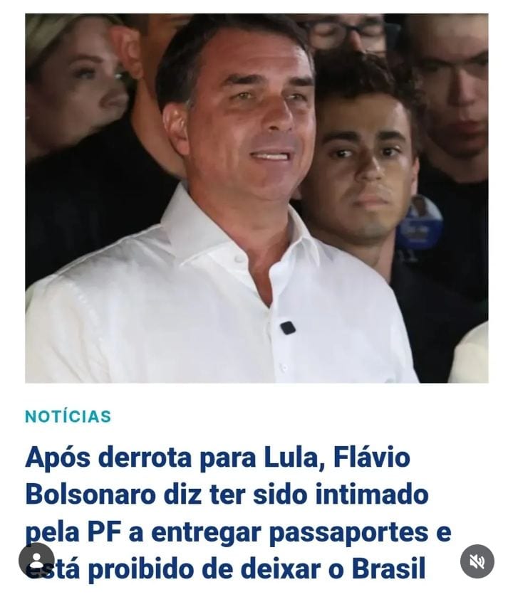 Flávio relata apreensão de passaportes - O senador Flávio Bolsonaro (PL) afirmou nesta segunda-feira (26) que foi intima