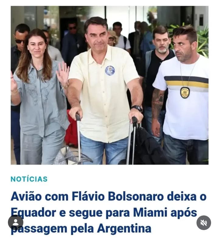 Avião segue para Miami após escala no Equador - O avião que transportaria o senador Flávio Bolsonaro (PL) e familiares d