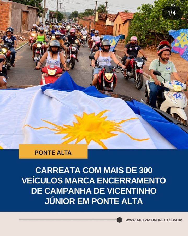 Uma carreata com mais de 300 veículos, segundo os organizadores, marcou o encerramento da campanha de Vicentinho Júnior