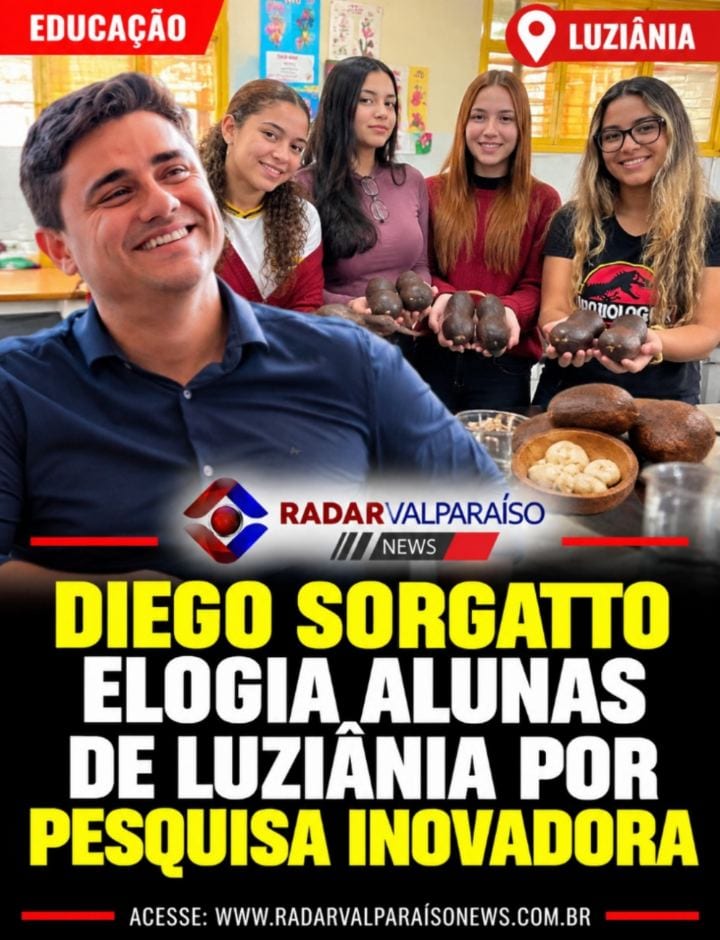 O prefeito de Luziânia, Diego Sorgatto, parabenizou estudantes da rede pública pelo desenvolvimento de uma pesquisa que