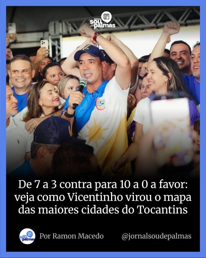 ↘ O mapa eleitoral do Tocantins mudou entre os dois turnos das eleições de 2026.