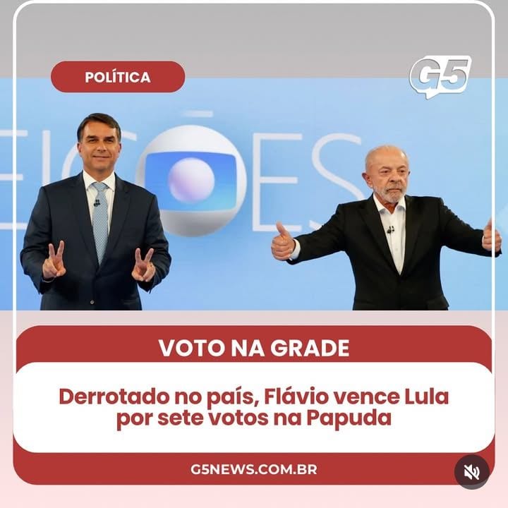 Flávio Bolsonaro (PL) perdeu a disputa pelo Planalto, mas saiu vencedor na seção eleitoral da Papuda, em Brasília.