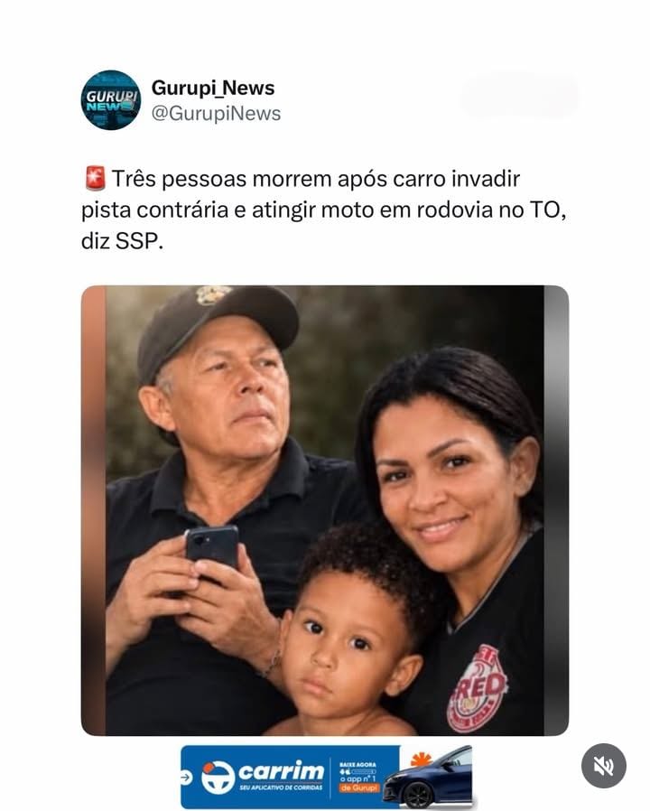 Três pessoas morreram após a colisão entre uma motocicleta e um carro na TO-134, entre Angico e Darcinópolis, no norte d