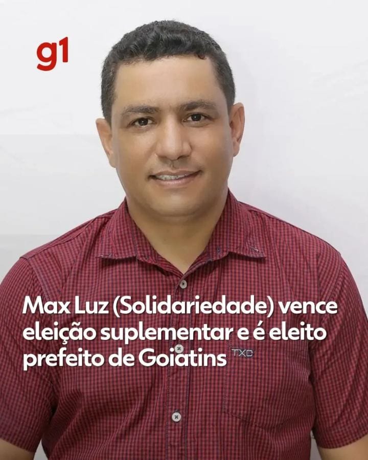 Max Luz (Solidariedade) foi eleito prefeito de Goiatins, região norte do Tocantins, neste domingo (25), ao derrotar Dida