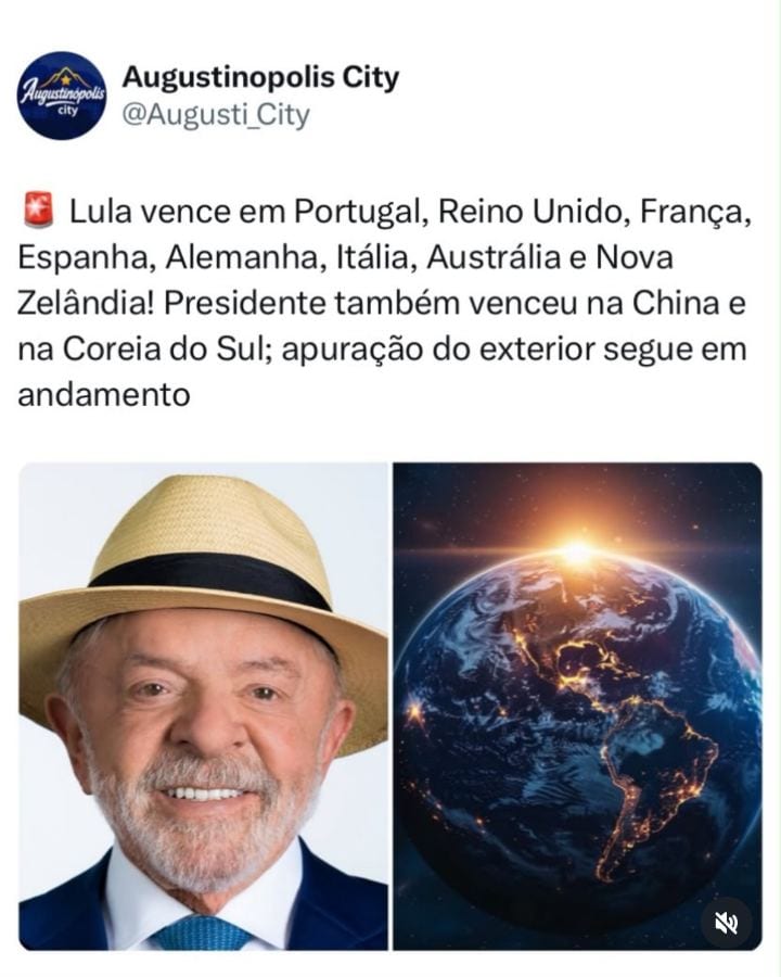 APURAÇÃO NO EXTERIOR: Lula aparece à frente em países como Portugal, Reino Unido, França, Espanha, Alemanha, Itália, Aus