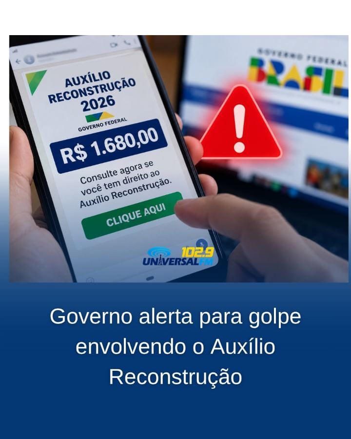 O Ministério da Integração e do Desenvolvimento Regional alerta para mensagens falsas sobre um suposto pagamento do “Aux