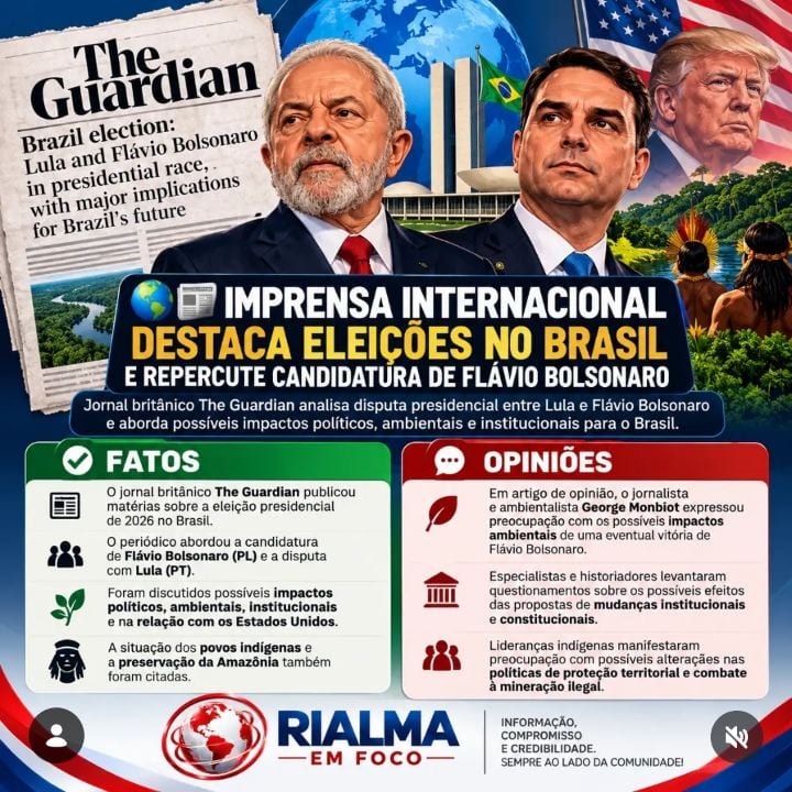 THE GUARDIAN REPERCUTE ELEIÇÕES NO BRASIL E CANDIDATURA DE FLÁVIO BOLSONARO