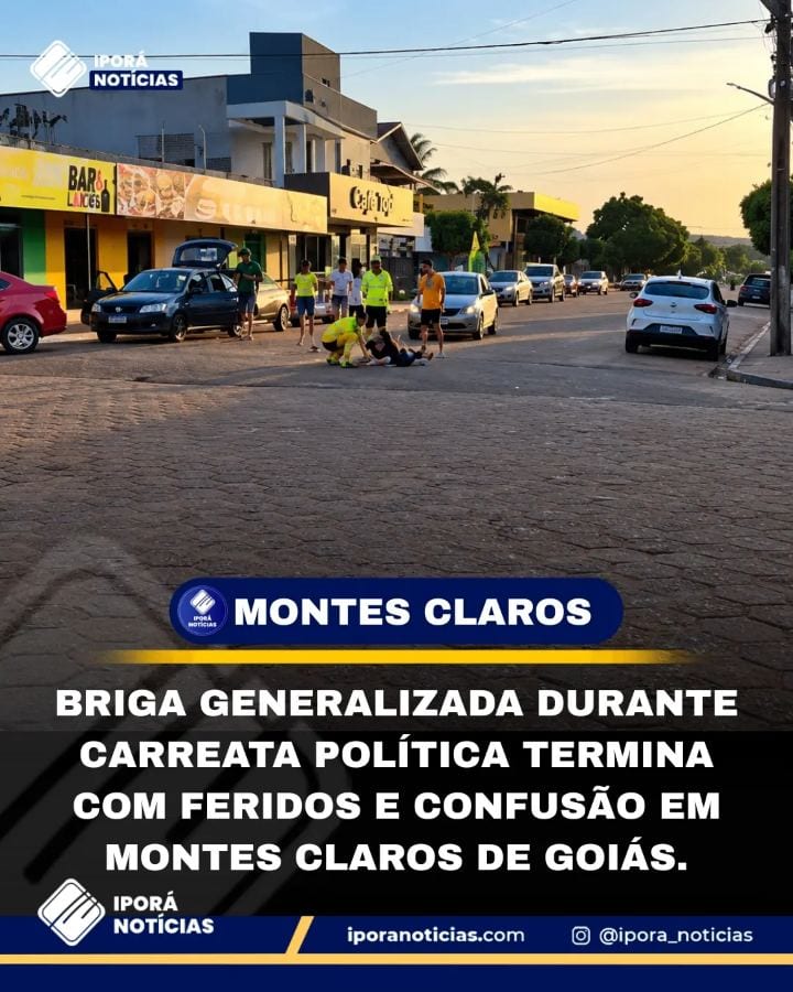 Uma briga generalizada durante uma carreata em apoio ao candidato Flávio terminou com pessoas feridas por golpes de cani
