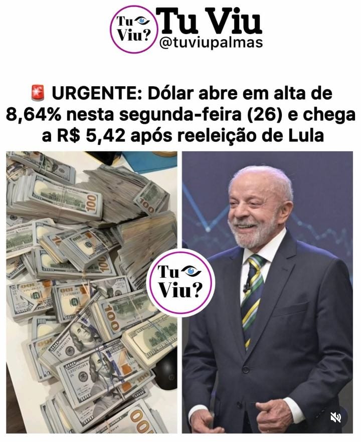 O dólar abriu em forte alta nesta segunda-feira (26), no primeiro pregão após a reeleição de Luiz Inácio Lula da Silva (