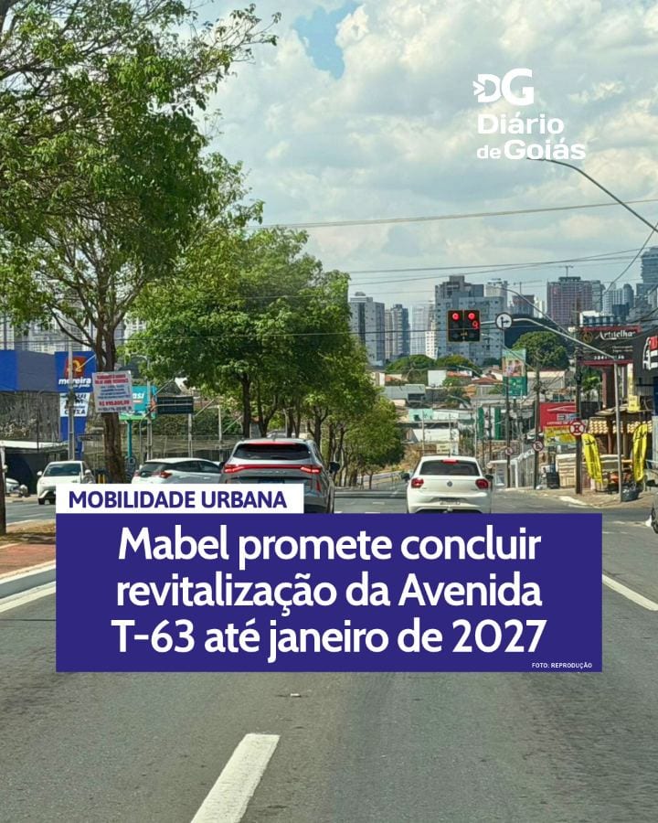 O prefeito de Goiânia, Sandro Mabel (UB), afirmou que a revitalização da Avenida T-63 será concluída até janeiro de 2027