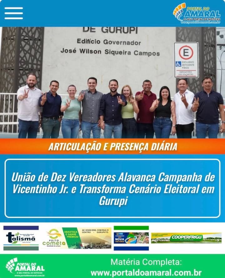 União de Dez Vereadores Alavanca Campanha de Vicentinho Jr.