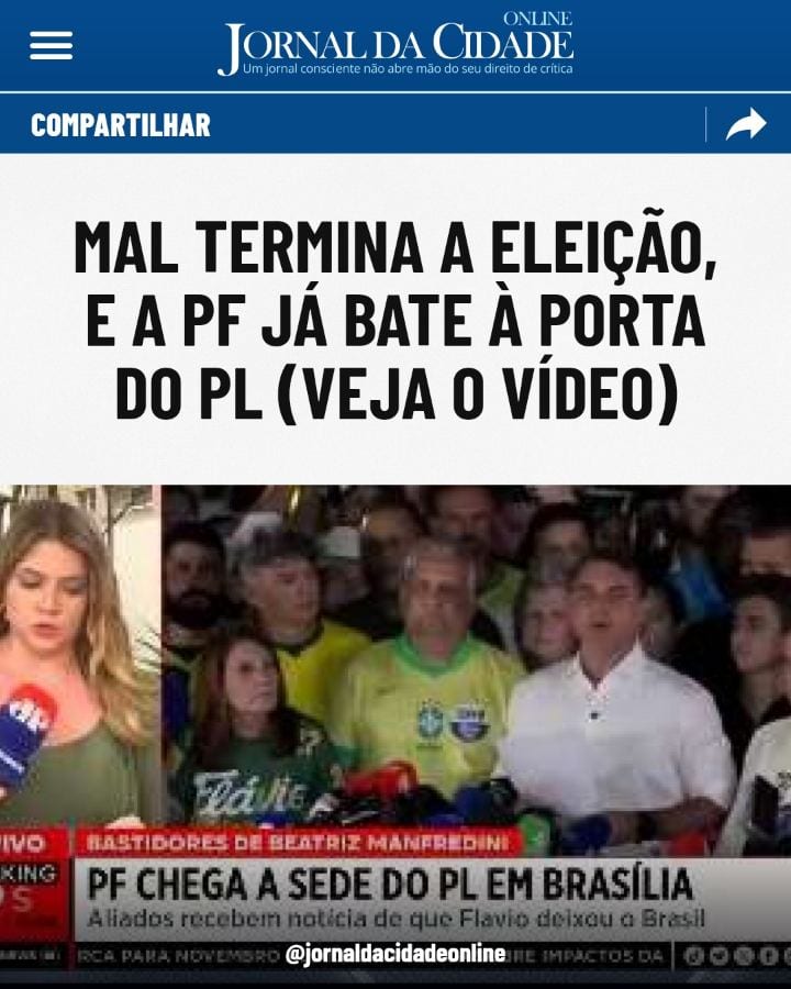 MAL TERMINA A ELEIÇÃO, E A PF JÁ BATE À PORTA DO PL (VEJA O VÍDEO)