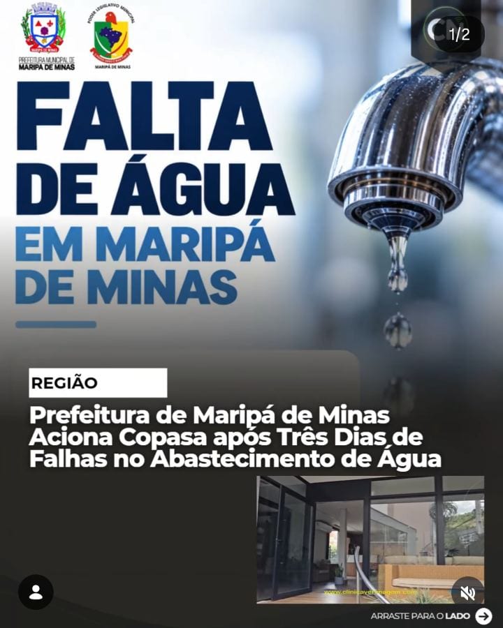 Prefeitura de Maripá de Minas Aciona Copasa após Três Dias de Falhas no Abastecimento de Água