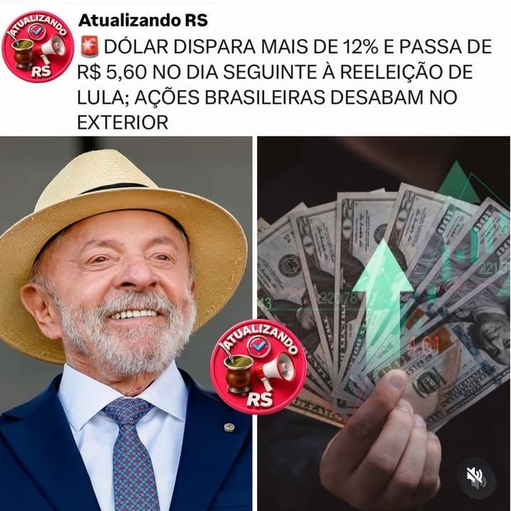 DÓLAR DISPARA E BOLSA DESPENCA APÓS VITÓRIA DE LULA, DIZEM RELATOS DO MERCADO