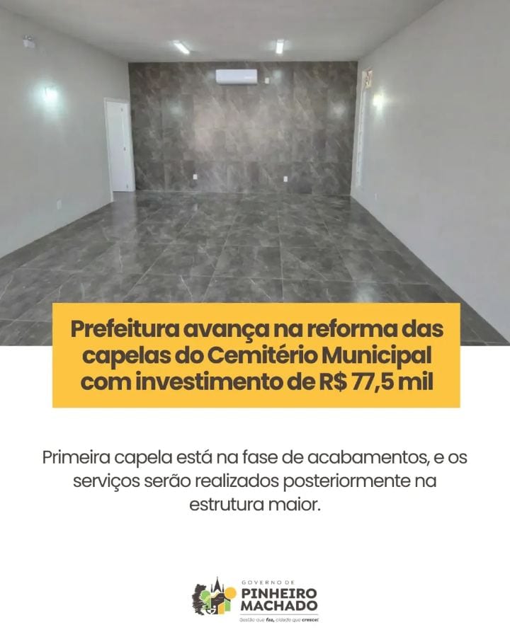 PREFEITURA AVANÇA NA REFORMA DAS CAPELAS DO CEMITÉRIO MUNICIPAL COM INVESTIMENTO DE R$ 77,5 MIL