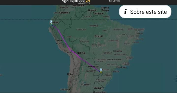 #Internacional O avião que transportou o senador Flávio Bolsonaro (PL-RJ), sua mulher e as 2 filhas do casal aos Estado