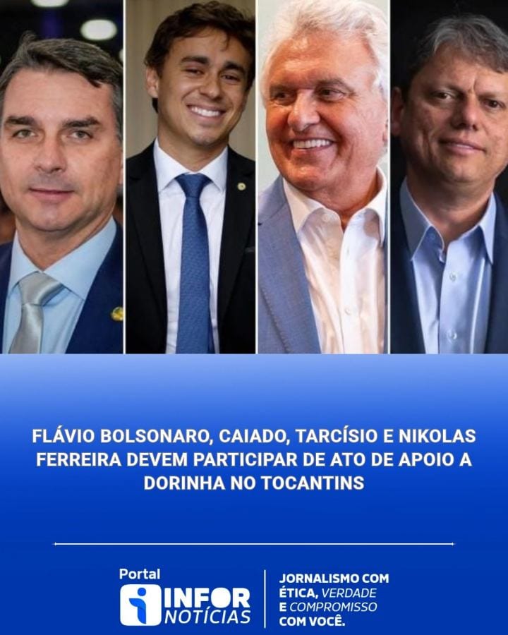 Flávio Bolsonaro, Caiado, Tarcísio e Nikolas devem apoiar Dorinha em Palmas dia 20